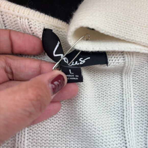 Lulu's Timeless is More White Cable Knit Balloon Sleeve Sweater Dress Size L - Picture 13 of 16